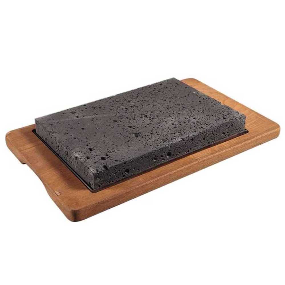 스테이크 돌판 돌접시 고기 구이용 세라믹 규카츠 30x20x3cm 거친 화산석 + A형 - 상품 이미지