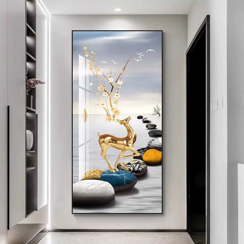 인테리어 액자 돈나무 사슴 풍수 벽장식 거실 포인트 A형 80x160cm - 상세 이미지 4