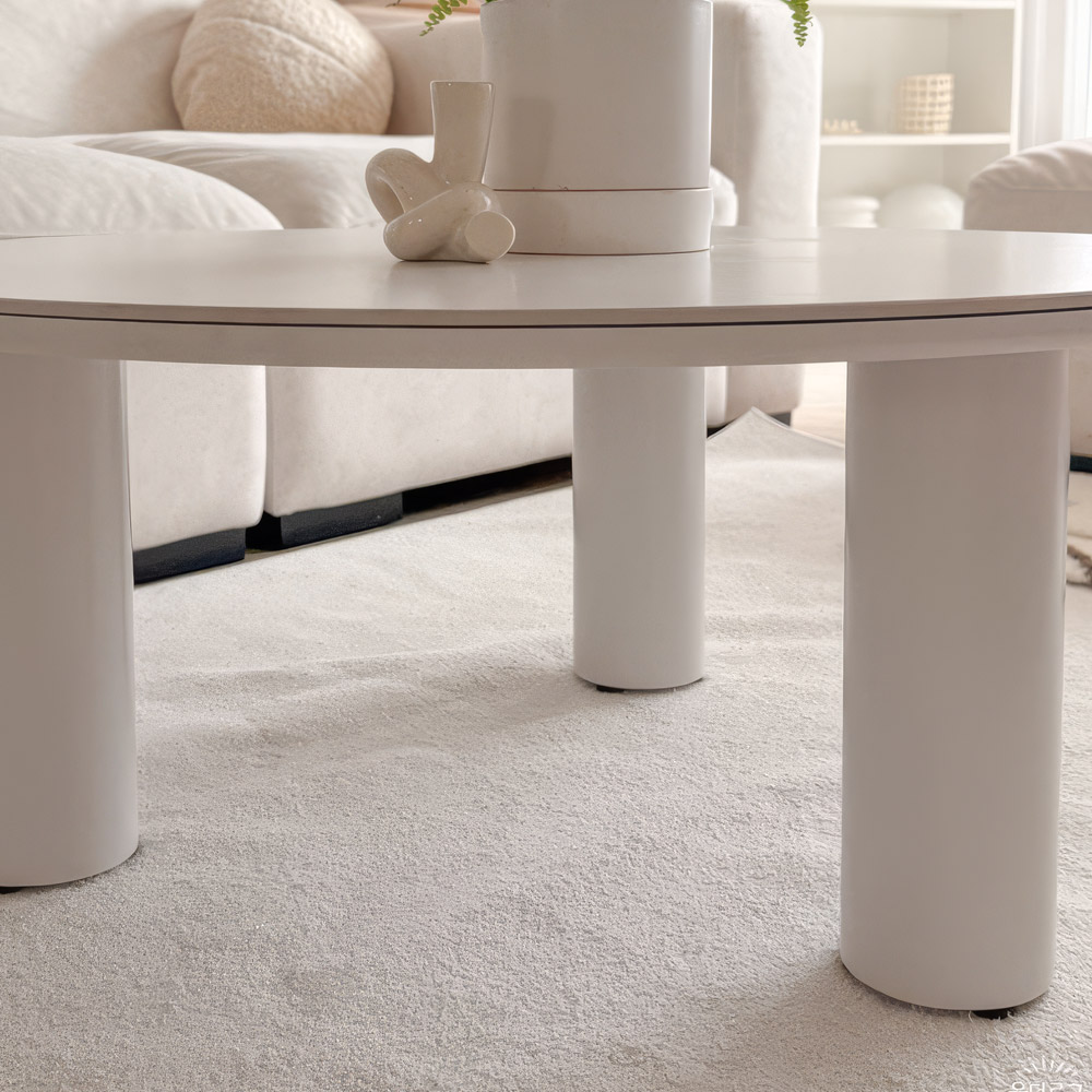 플라빈 세라믹 좌식 소파 거실 테이블 밥상 식탁 원형 크림베이지 CNM248C