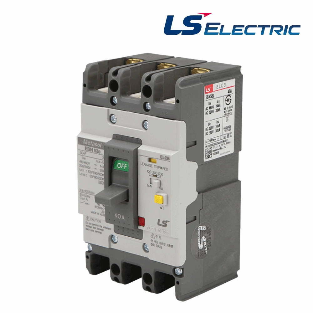 LS 산업용 ELCB 누전차단기 EBN 53C 3P 40A 30kA 분전함 LS일렉트릭 - 상품 이미지