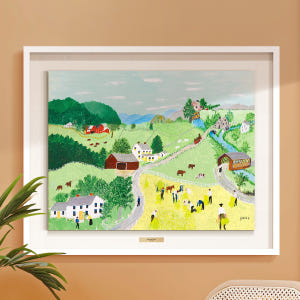 인테리어 명화 그림 액자 모지스 이삭줍는 사람들 입체 화이트 관 액자 6호