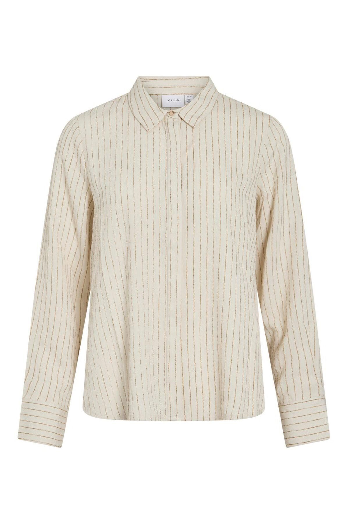 빌라 스트라이프 블라우스 비스코스 레귤러핏 4313053 BEIGE - 메인 이미지