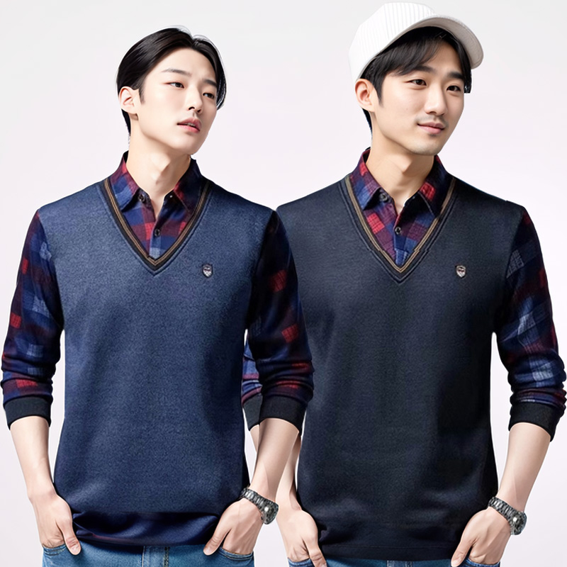 체크텐텐 2in1 남자 셔츠 구김없는 티셔츠 - 상세 이미지 5