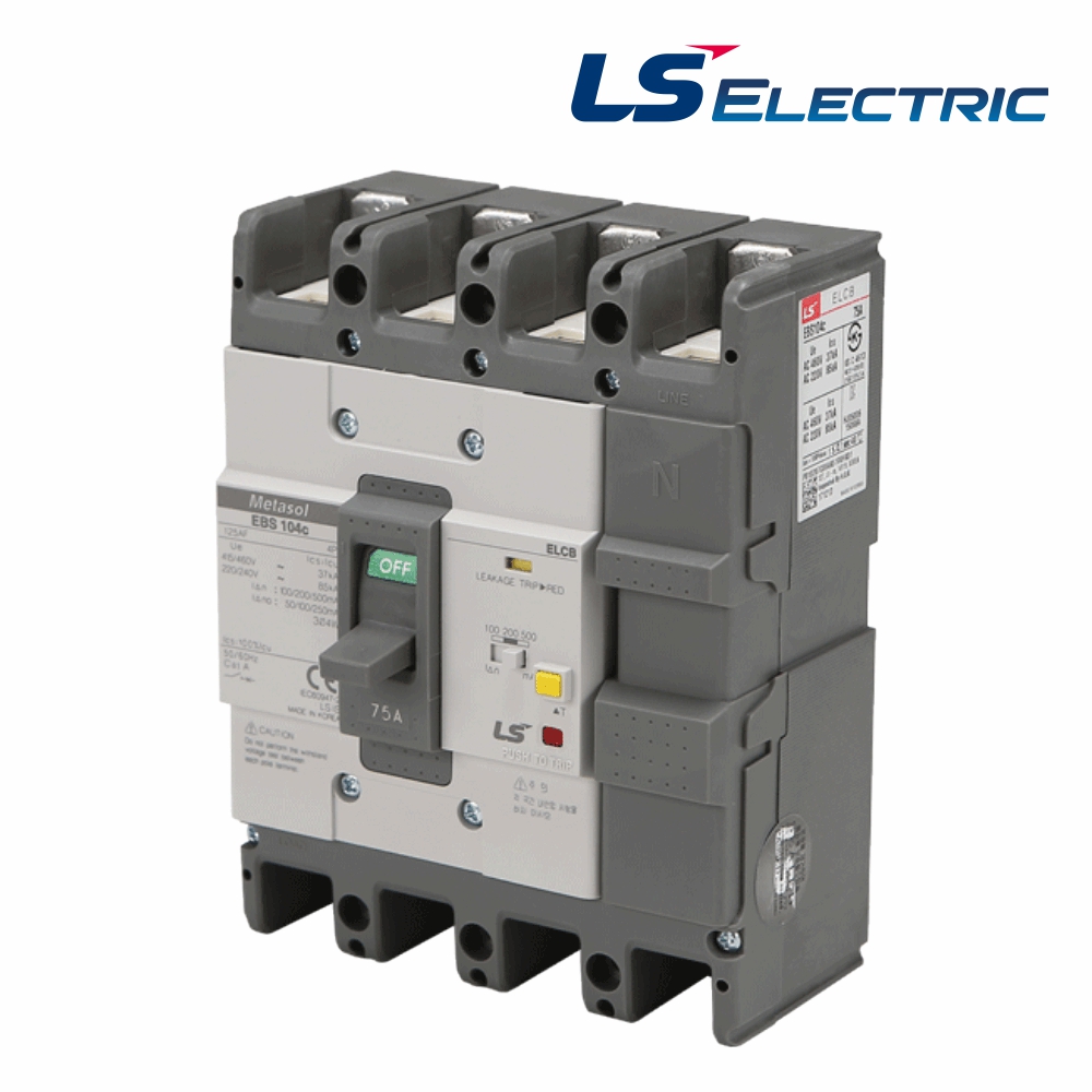 LS 산업용 ELCB 누전차단기 EBS 104C 4P 75A 85kA 분전함 LS일렉트릭 - 상품 이미지