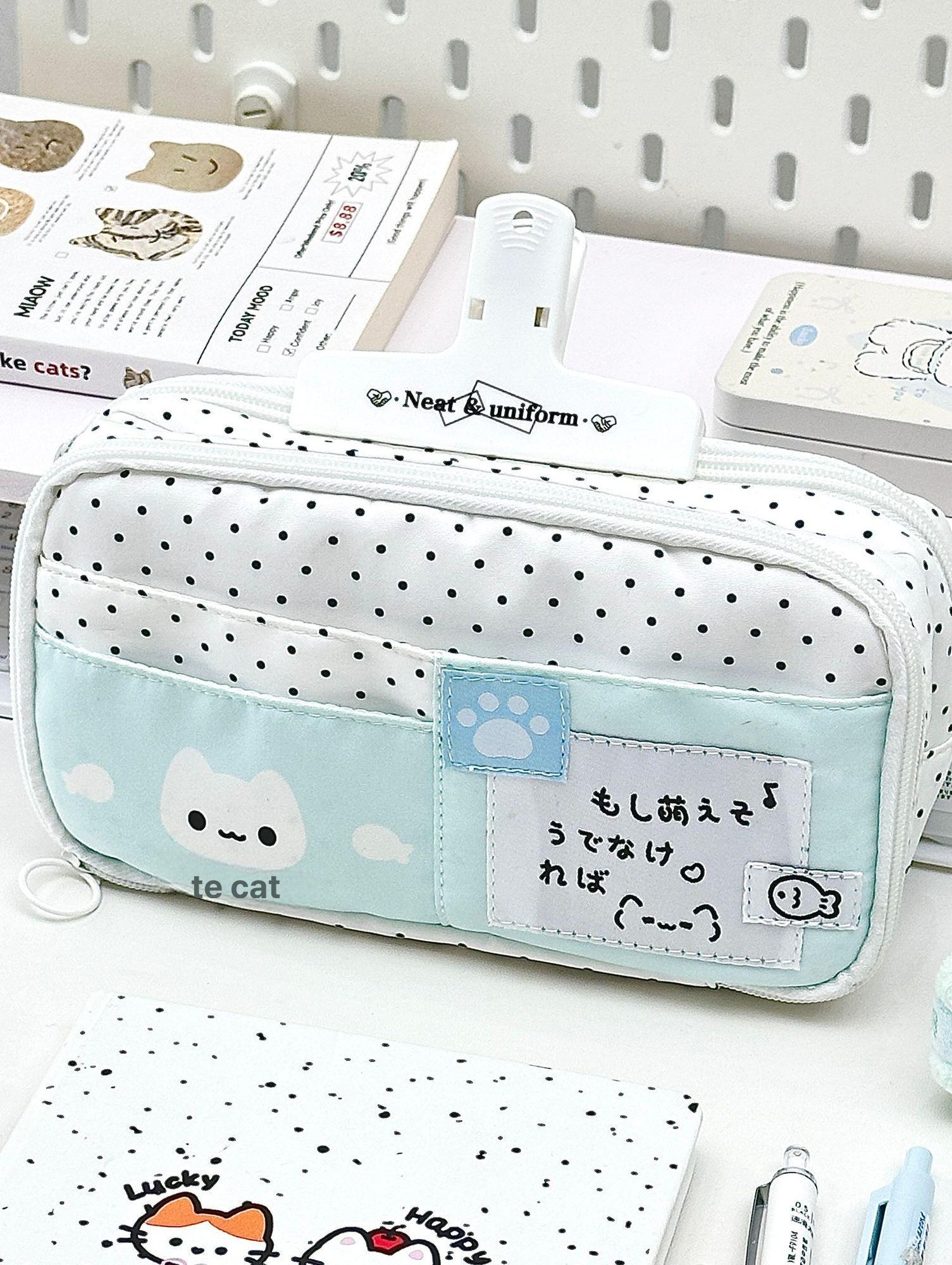 도트 고양이 학생용 파우치 인스 감성 고양이 소리 소리 5개 클립 1박스 - 상세 이미지 2
