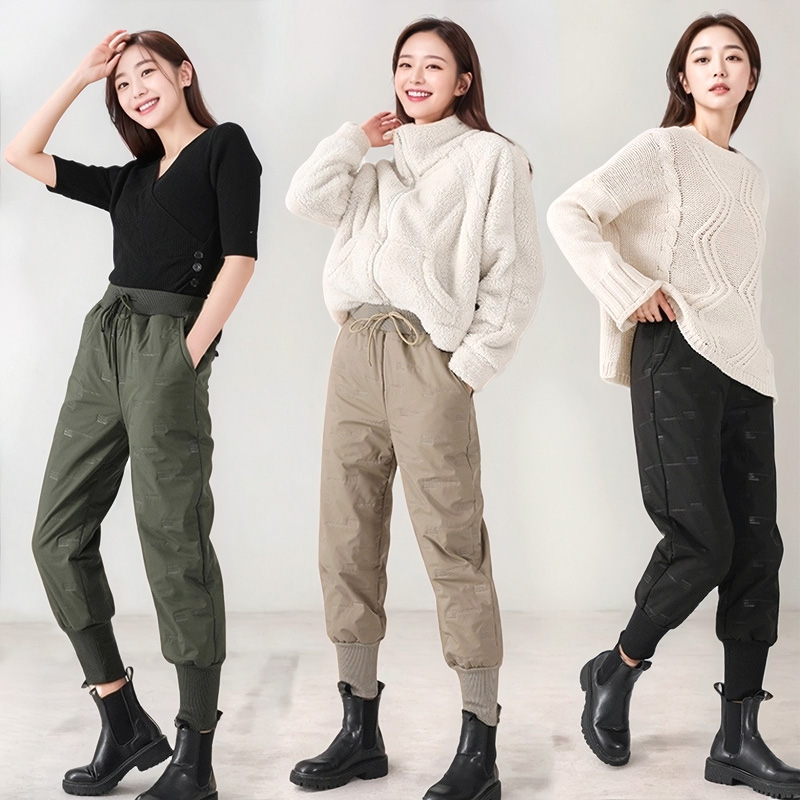 1+1 스타일리시 여성 패딩바지 겨울 조거 팬츠 - 상품 이미지