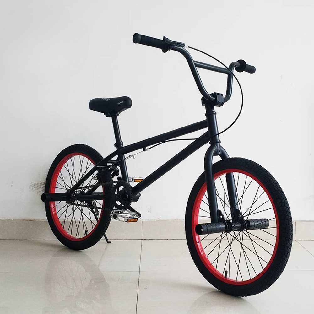 BMX 스턴트 자전거 묘기용 내구성 강화 경량 프레임 블랙/레드 - 상품 이미지