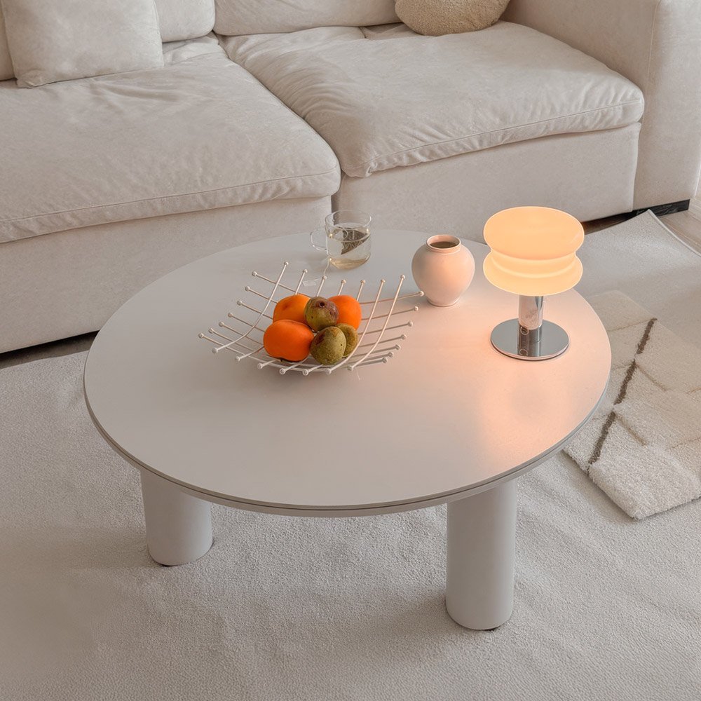 플라빈 세라믹 좌식 소파 거실 테이블 밥상 식탁 원형 크림베이지 CNM248C