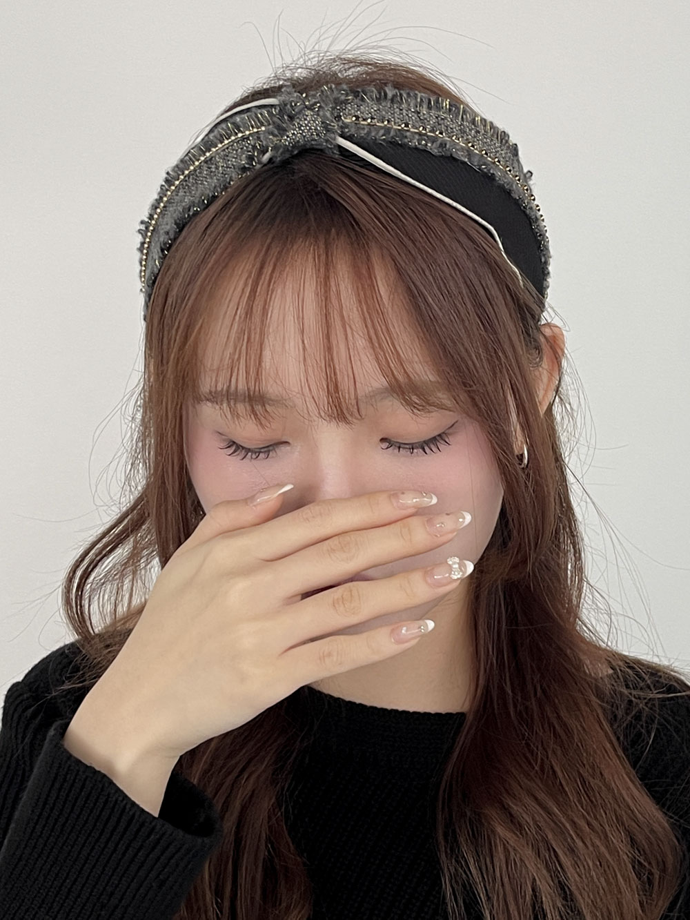 프렌치골드큐빅라인머리띠 헤어밴드 넓은머리띠 와이드헤어밴드 헤어악세사리 이미지 7