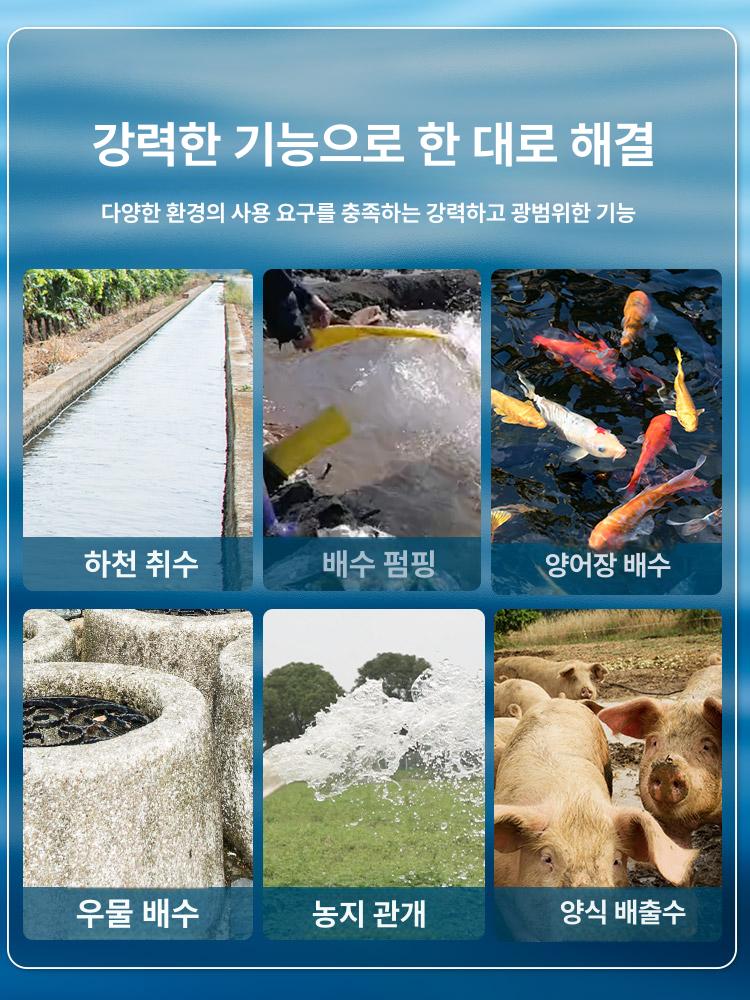 수중 자동 펌프 농업 관개 양수기 220V 고성능 물펌프 농장 배수용 - 상세 이미지 2