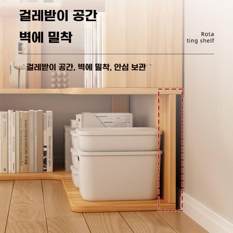 원목 코너책장 다층 수납선반 벽면 거치형 거실용 수납장 - 상세 이미지 4