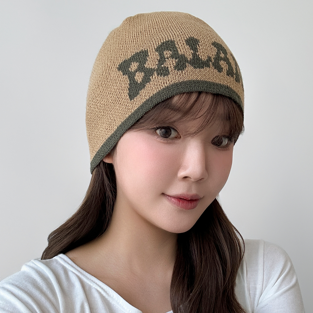 레터링 자가드 니트 비니 겨울 여성 숏 비니 롱 비니 이미지 6