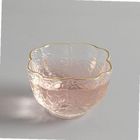 ShanghaiHushengIndustrialCo.,Ltd. 차도구 골드테두리 꽃잎모양 유리찻잔 다기잔 60ml (72005A)