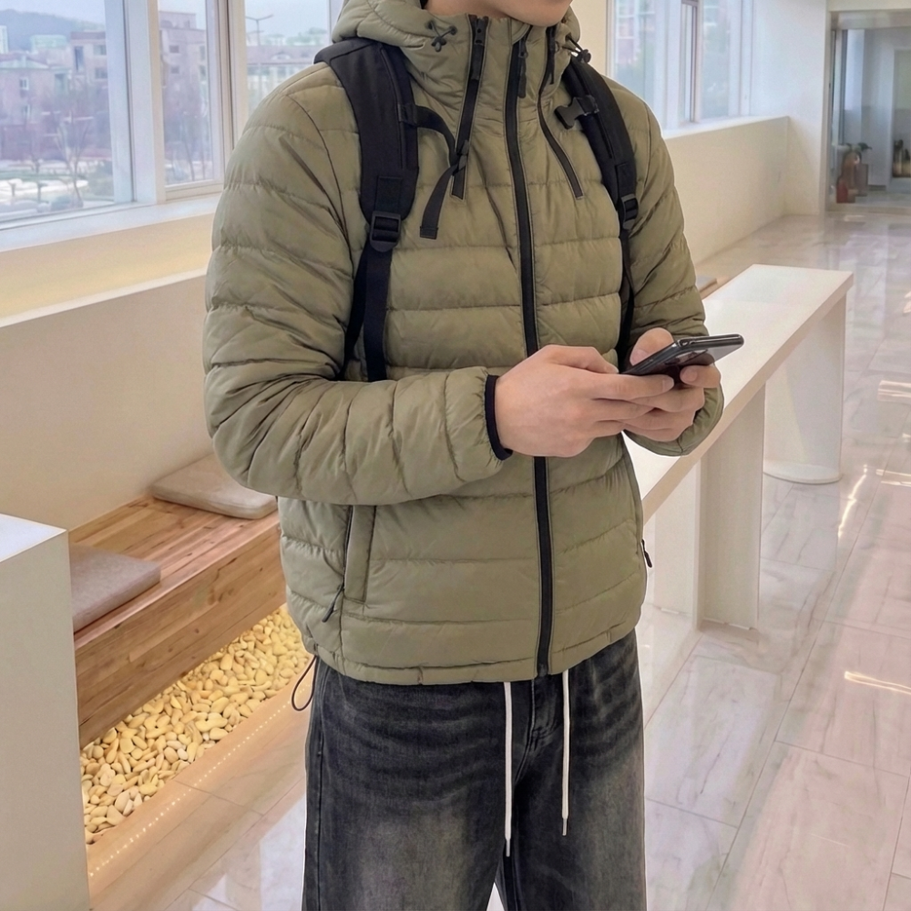 솜패딩 남자겨울외투 솜잠바 초경량점퍼 라이트패딩 - 상세 이미지 2