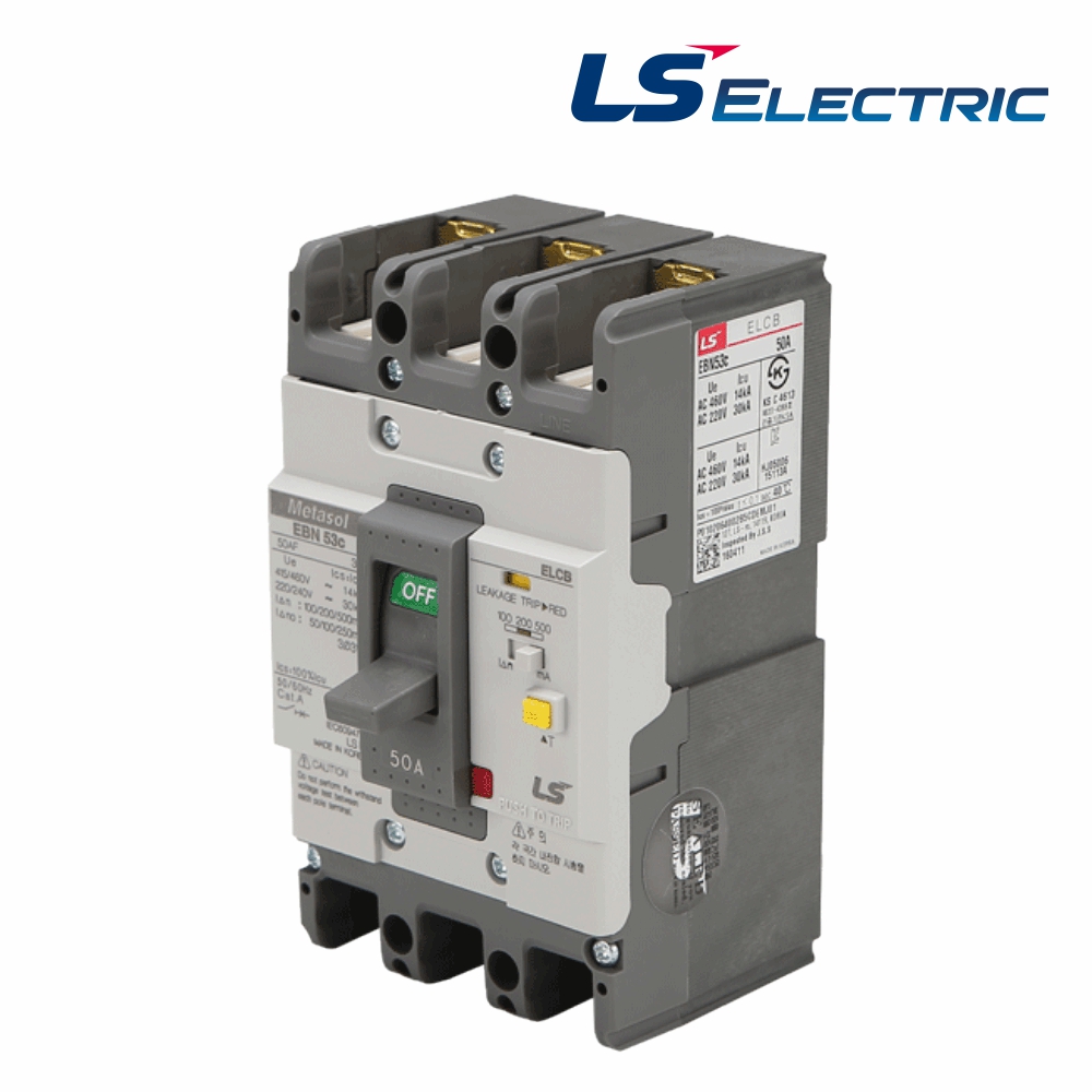 LS 산업용 ELCB 누전차단기 EBN 53C 3P 50A 30kA 분전함 LS일렉트릭 - 상품 이미지