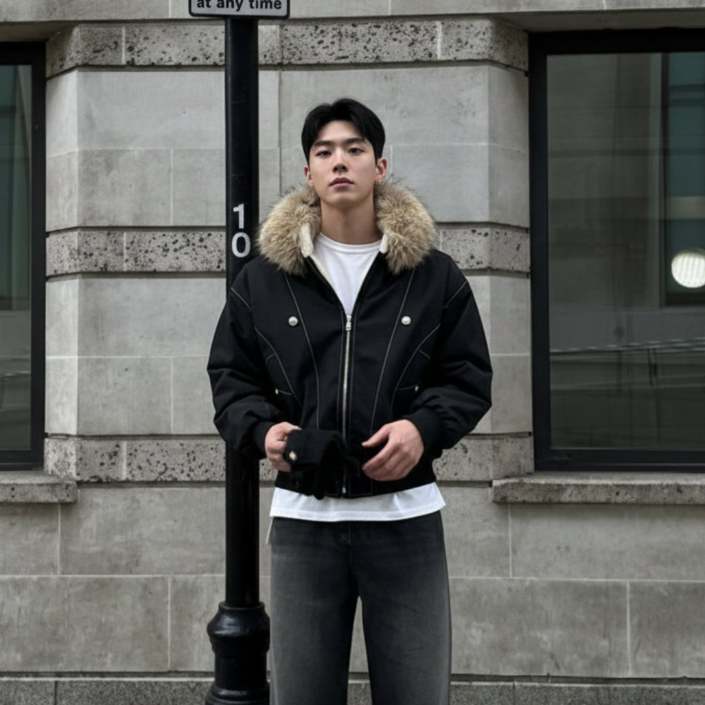라쿤패딩 남자숏패딩 야상자켓 - 상품 이미지