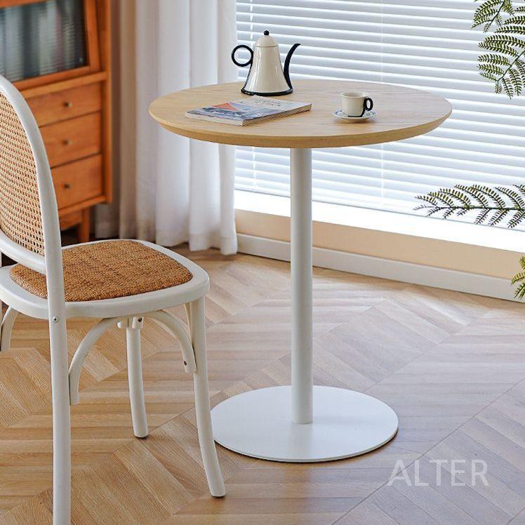 원형 테이블 카페 홈카페 커피 베란다 사이드테이블 흰색 상판 80cm 흰색 다리 74cm - 상세 이미지 3