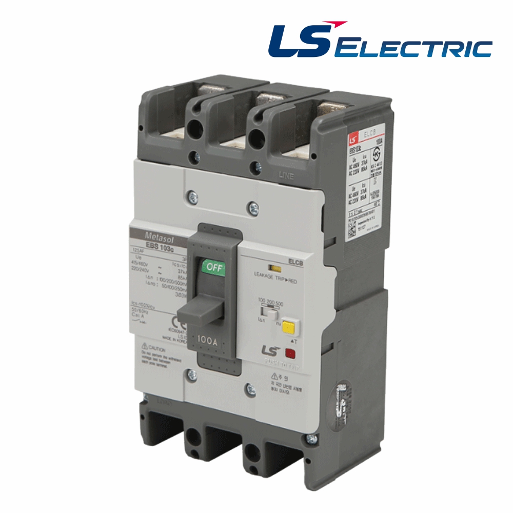 LS 산업용 ELCB 누전차단기 EBS 103C 3P 100A 85kA 분전함 LS일렉트릭 - 상품 이미지