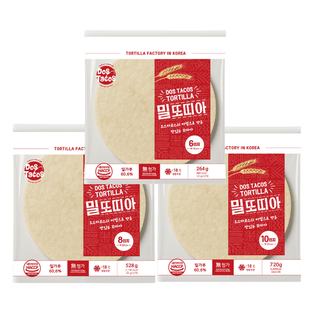 도스타코스 국산 밀또띠아 6인치 8인치 10인치 부리또 퀘사디아 타코 - 상품 이미지