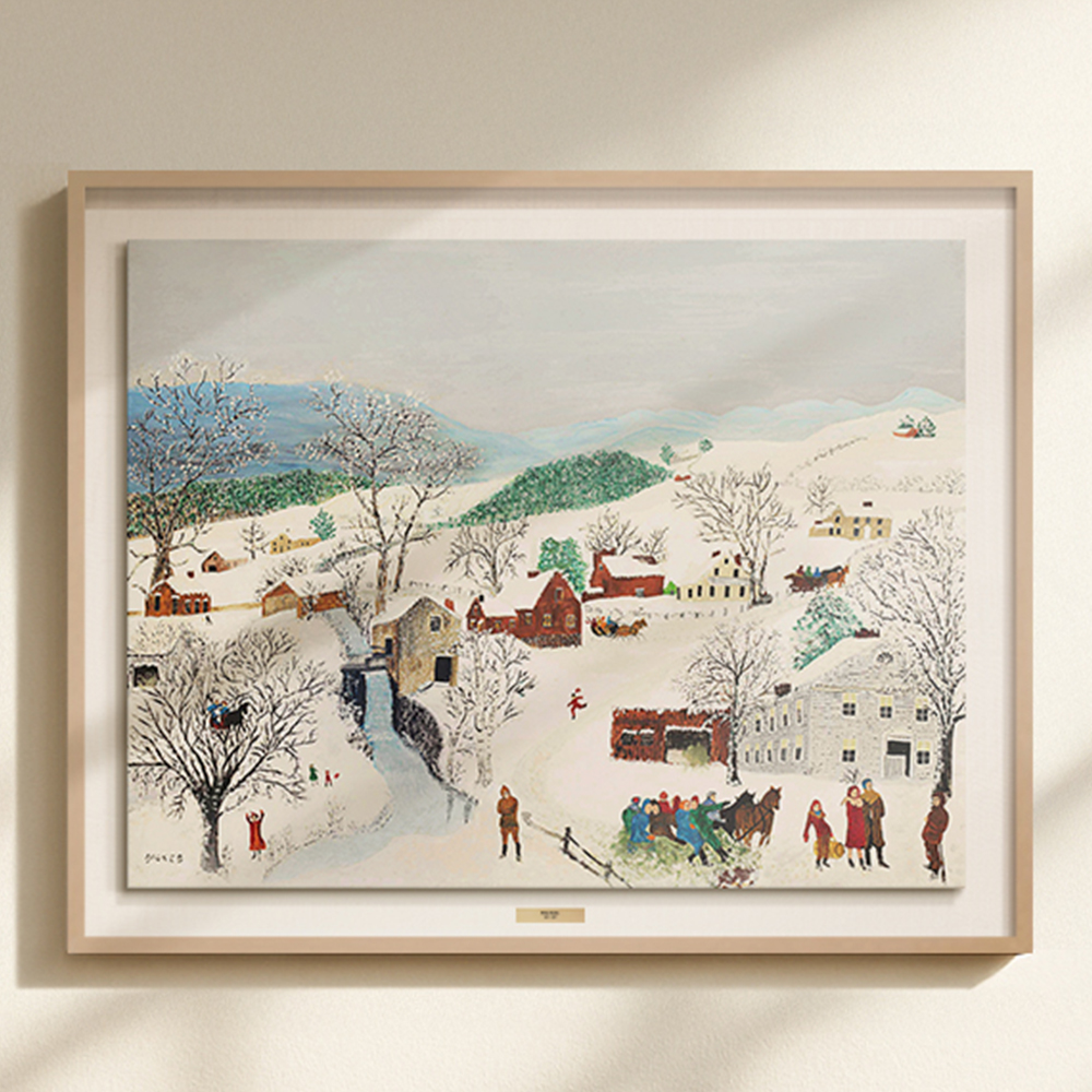위아트 인테리어 명화 그림 액자 모지스 이삭줍는 사람들 입체 화이트 관 액자 6호 - 상세 이미지 4