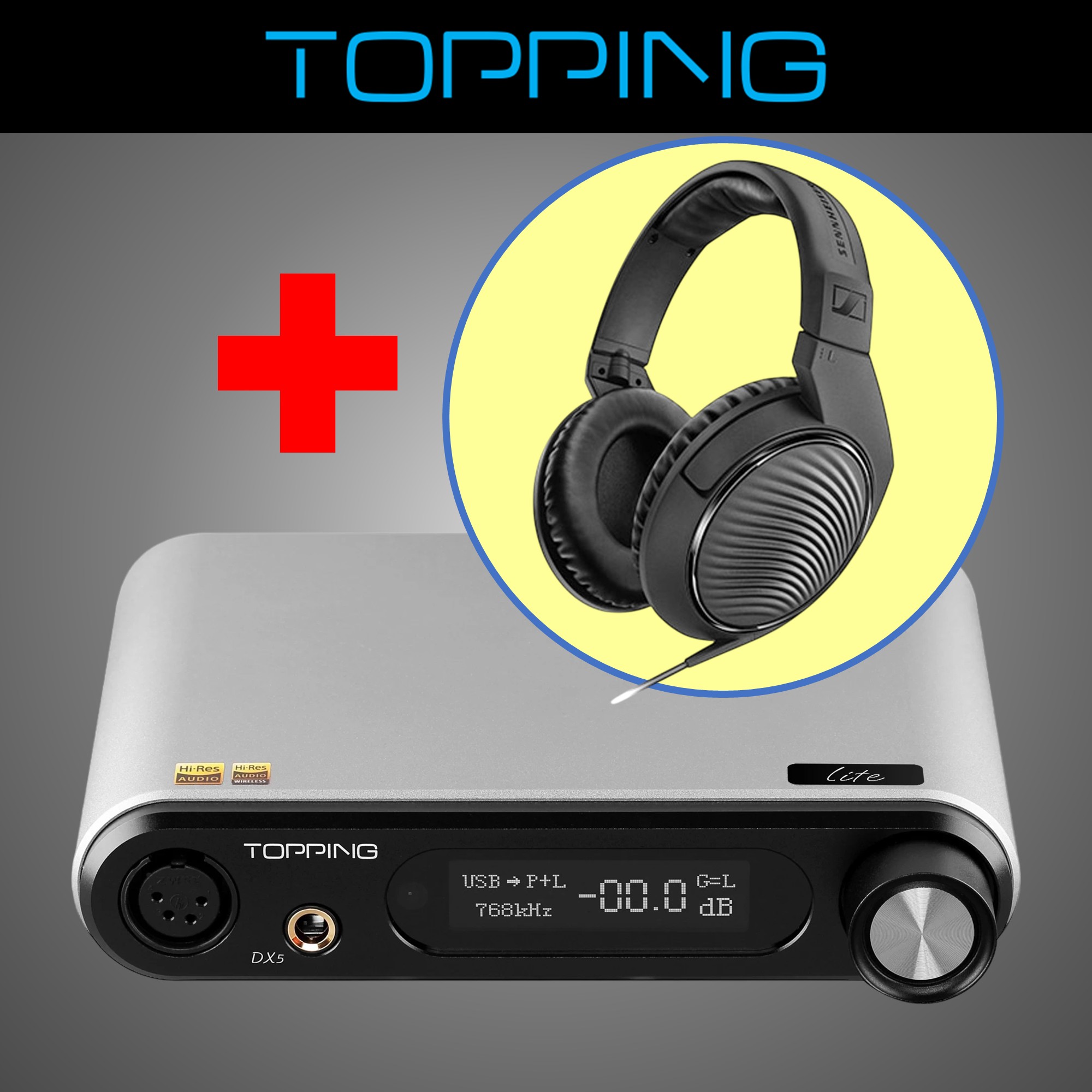 TOPPING 토핑 DX5 LITE DAC 헤드폰앰프 젠하이저 HD200 PRO 헤드폰 - 상품 이미지