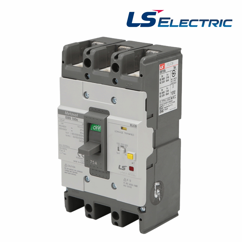 LS 산업용 ELCB 누전차단기 EBS 103C 3P 75A 85kA 분전함 LS일렉트릭 - 상품 이미지