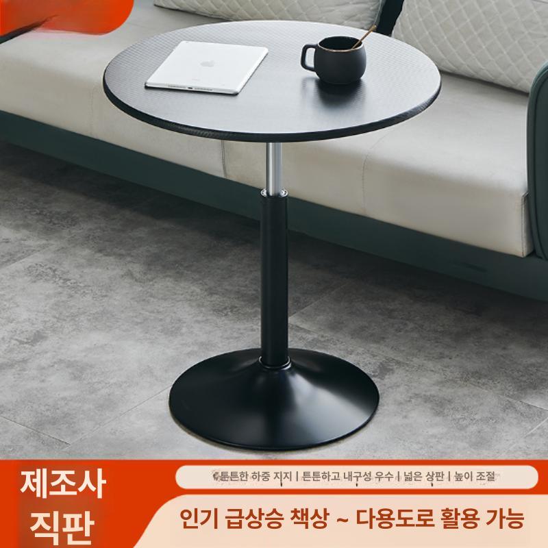 리프팅 티테이블 이동식 원탁 식탁 찻상 카페 사이드 업무용 39폭 60길이 높이 54-75cm 사각 블랙 - 상세 이미지 2