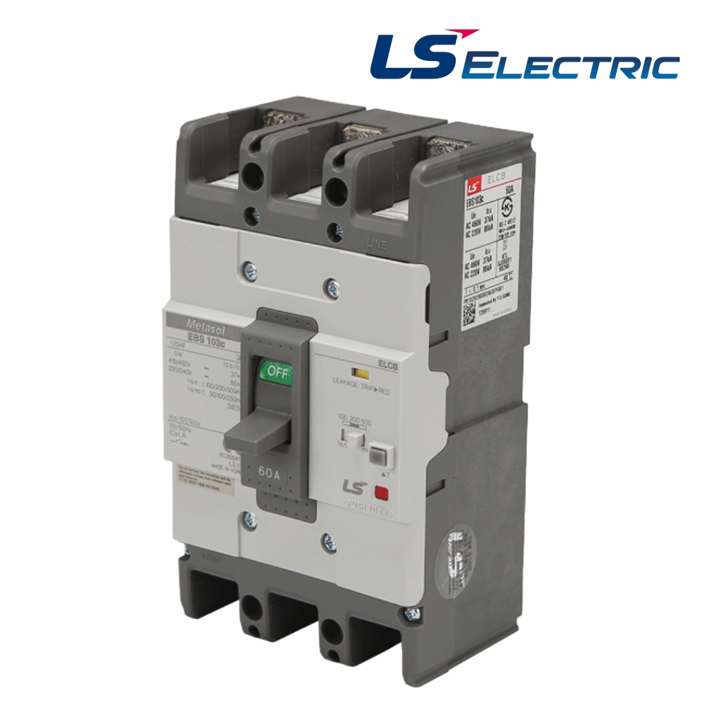 LS 산업용 ELCB 누전차단기 EBS 103C 3P 60A 85kA 분전함 LS일렉트릭 - 상품 이미지