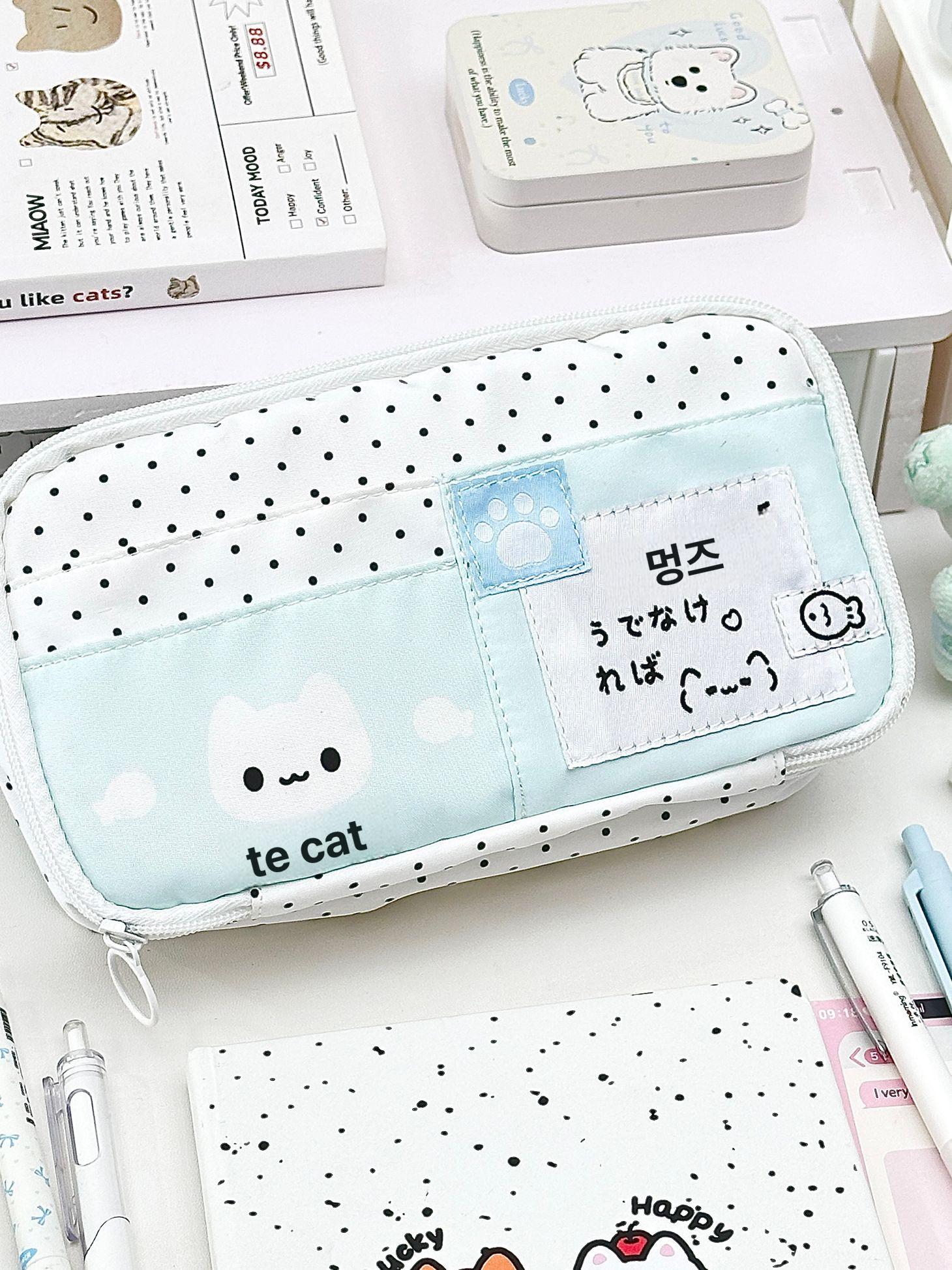 도트 고양이 학생용 파우치 인스 감성 고양이 소리 소리 5개 클립 1박스 - 상세 이미지 3