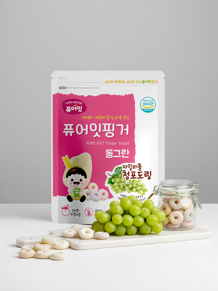 퓨어잇 핑거 동그란 자일리톨 청포도링 아이과자 과일링 간식 - 메인 이미지