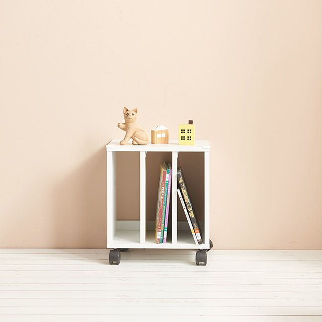 가구의서 H6418 화이트 바퀴형 3칸 협탁 책장 395x294x457mm - 상품 이미지