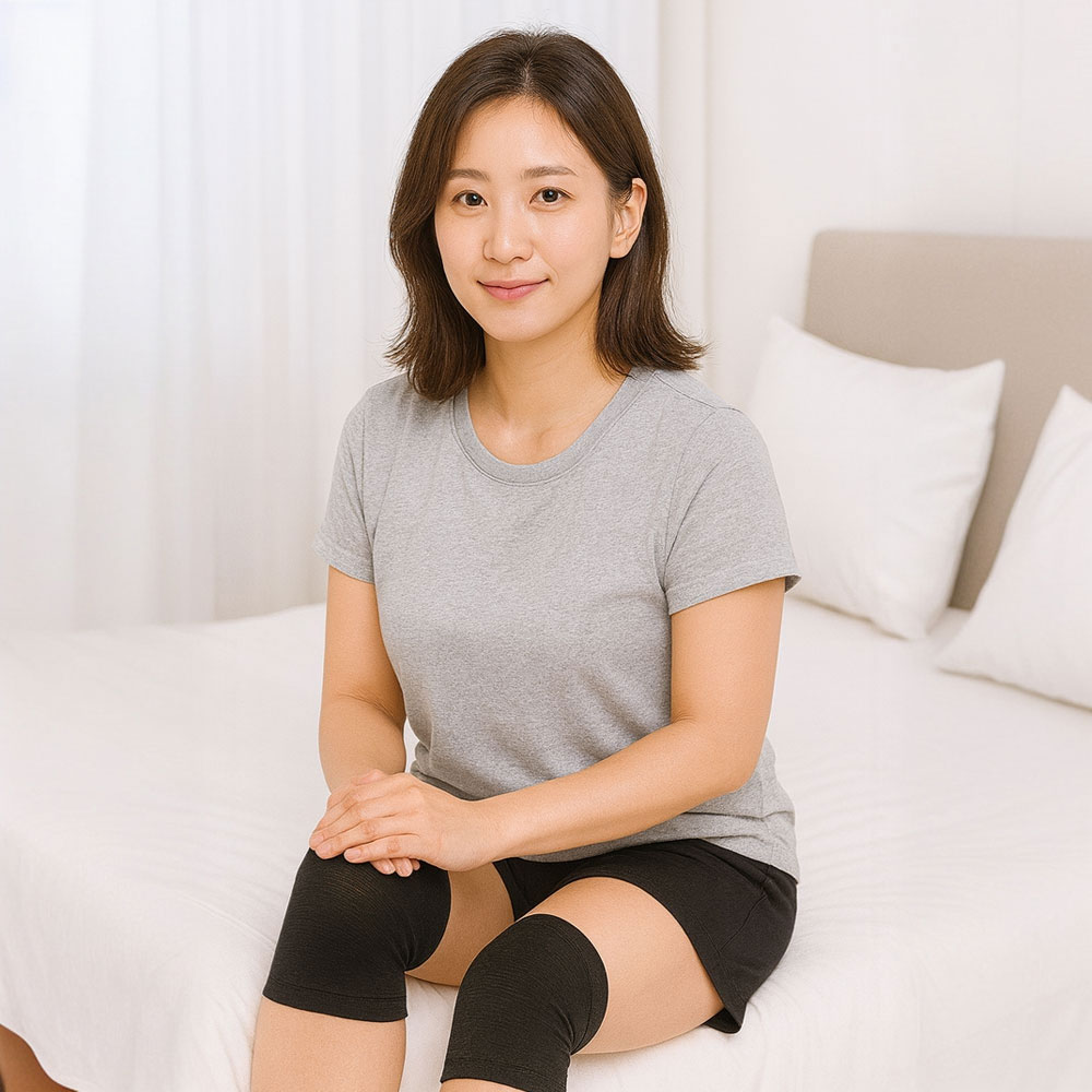 쑥찜질 니슬리브 (한쌍) 무릎 보호대 관절 밴드 농구 배구 러닝 이미지 6