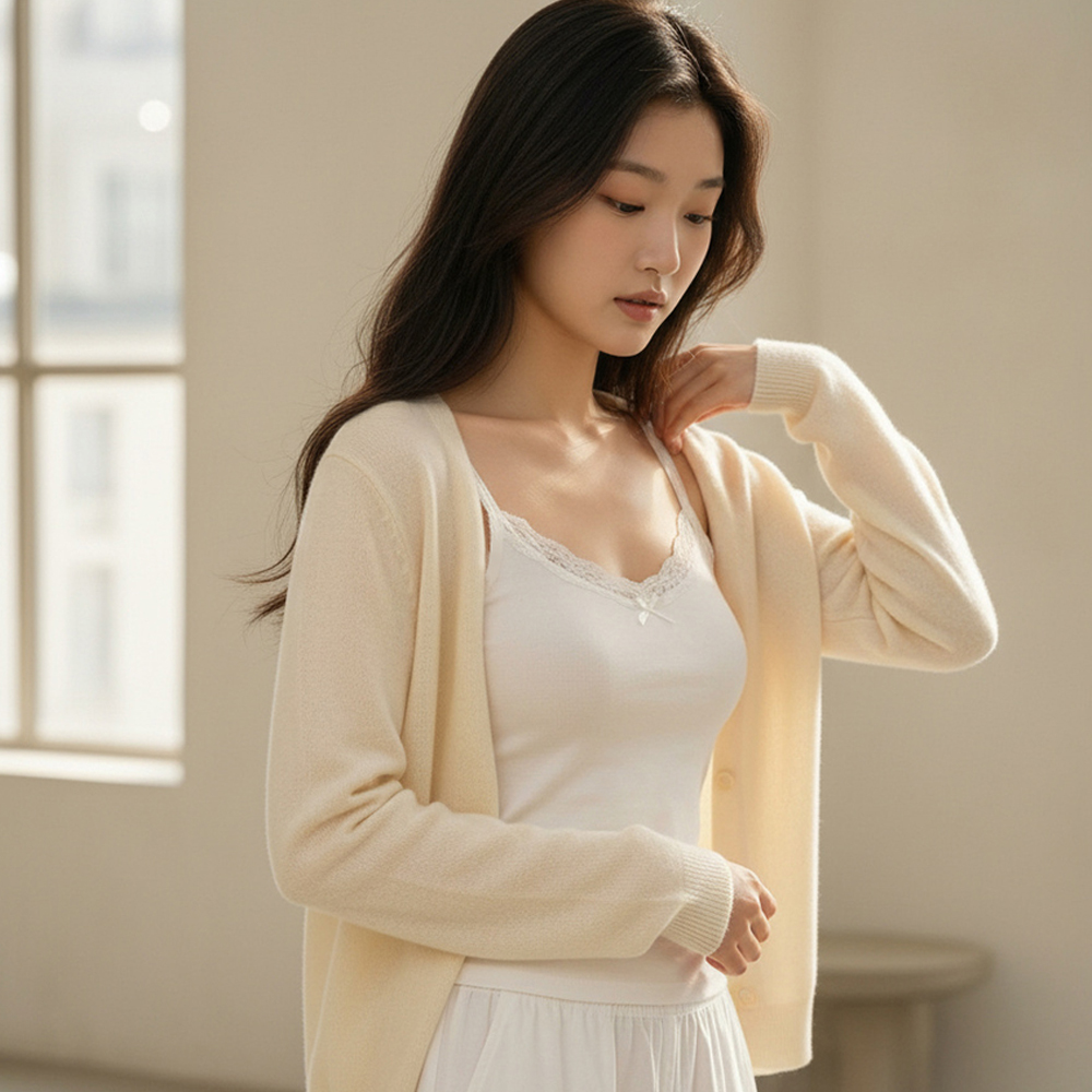 골지 레이스 캡나시 여성 브라탑 여름 크롭 레이어드 나시 이미지 8
