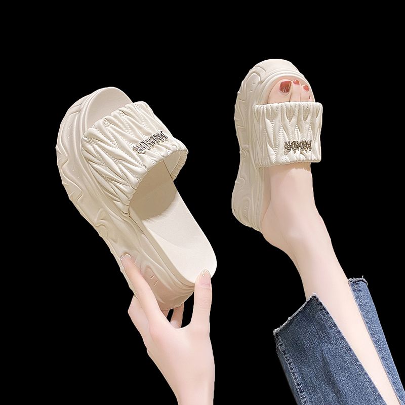 여성통굽 슬리퍼 여름8cm 키높이 플랫폼 일자슬리퍼 - 상세 이미지 5