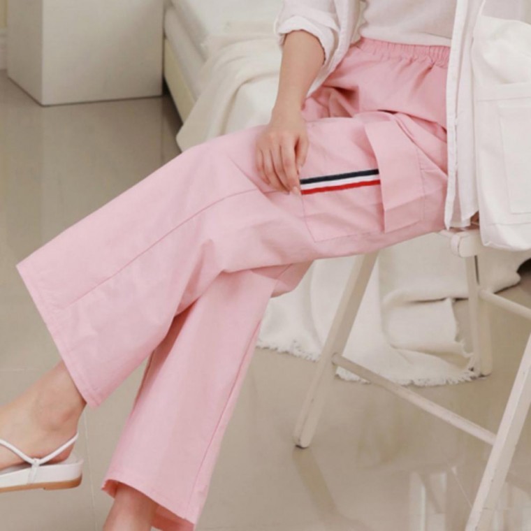 여성 봄 가을 와이드 카고바지 나일론 건빵 팬츠 - 상품 이미지