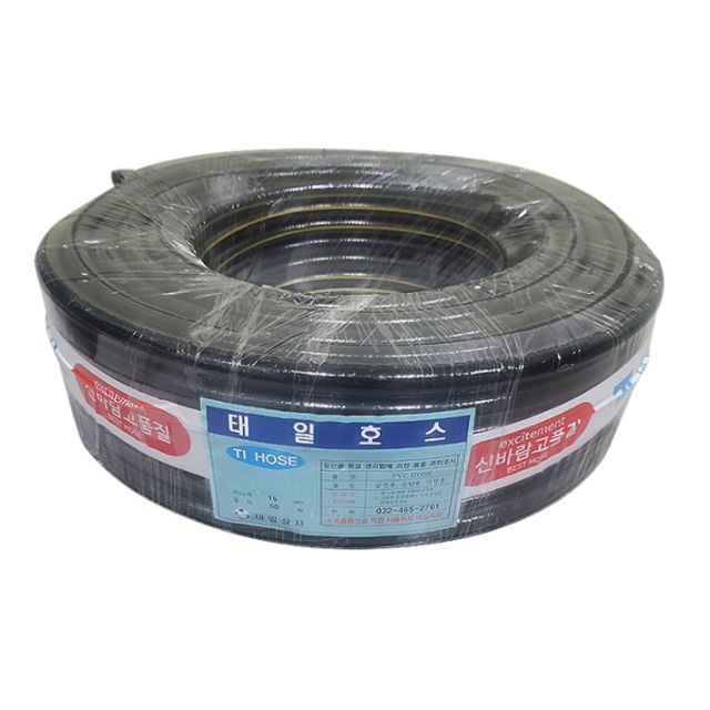 정원 농업 공업 다용도 물호스 편사호스 흑 16mm 50M - 메인 이미지