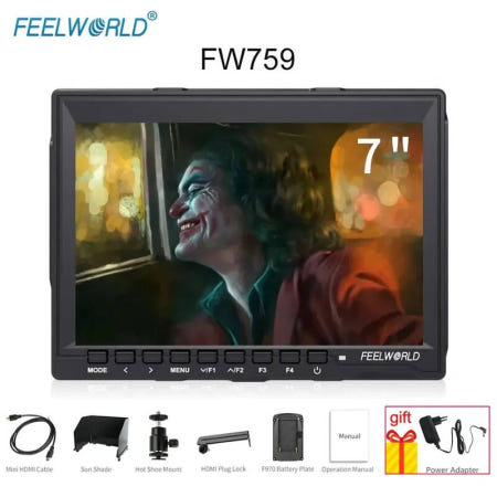 FEELWORLD [해외]Feelworld FW759 BMPCC Canon Sony 용 피킹 포커스 HD 7 LCD 모니터가 장착 된 인치 IPS 1280x800 카메라 필드 D China Main