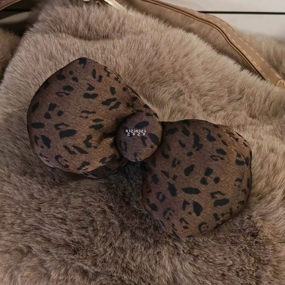 레오파드 패딩 리본 머리핀 포니테일 바나나집게핀 유니크 헤어핀 이미지 6