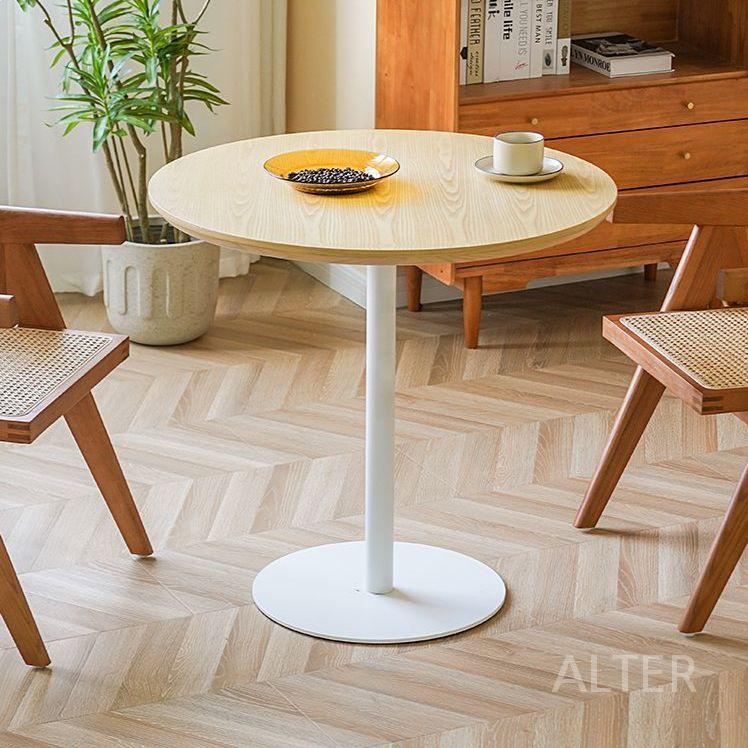 원형 테이블 카페 홈카페 커피 베란다 사이드테이블 흰색 상판 80cm 흰색 다리 74cm - 상세 이미지 2