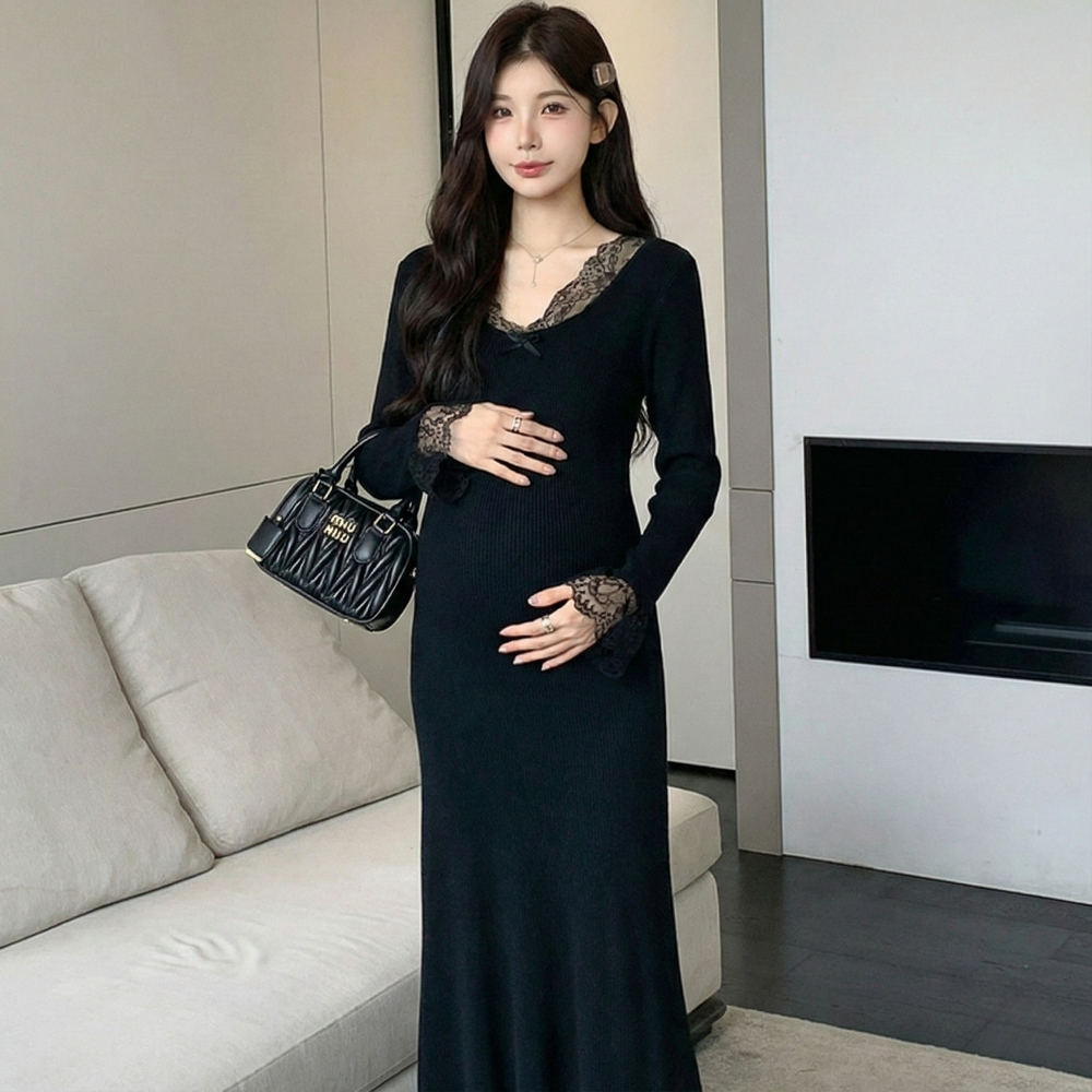 임산부 2부 드레스 스튜디오 피로연 스냅 임부복 임부복 만삭 롱 원피스 - 상품 이미지