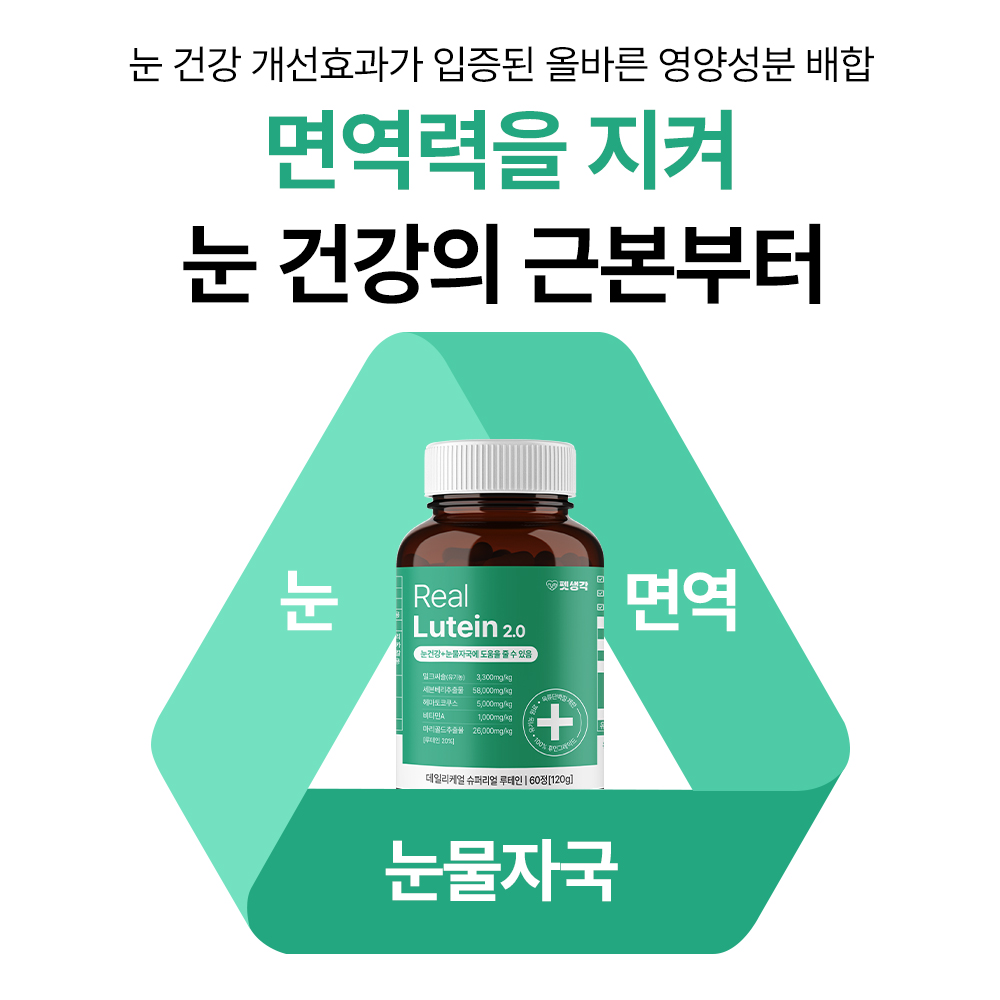펫생각 강아지 눈 영양제 눈물자국 루테인 눈꼽냄새 백내장 아이즈 120g, 60정, 1개 이미지 3
