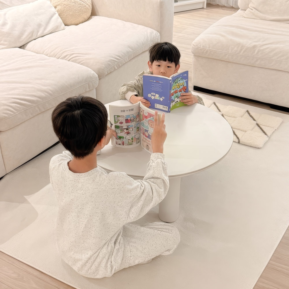 플라빈 세라믹 좌식 소파 거실 테이블 밥상 식탁 원형 크림베이지 CNM248C