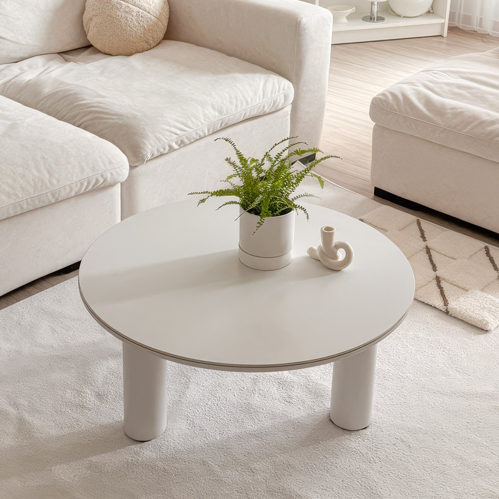 플라빈 세라믹 좌식 소파 거실 테이블 밥상 식탁 원형 크림베이지 CNM248C