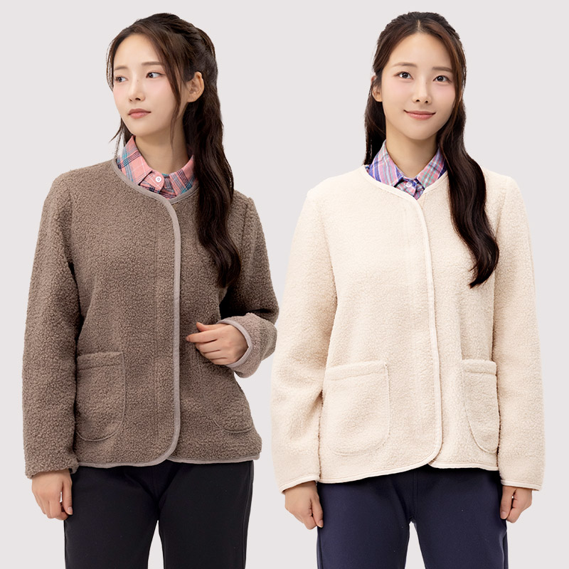 노카라 뽀글이 점퍼 플리스 양털 자켓 - 상품 이미지