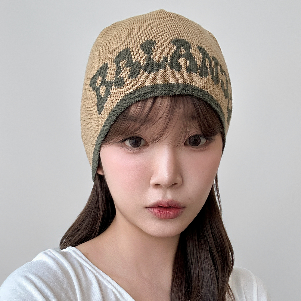 레터링 자가드 니트 비니 겨울 여성 숏 비니 롱 비니 이미지 7