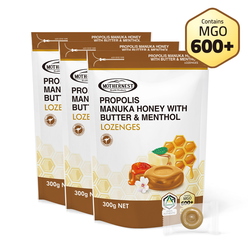 마더네스트 호주산 프로폴리스 마누카허니 버터멘톨 캔디 (MGO600+) 300g, 3개 - 상세 이미지 2