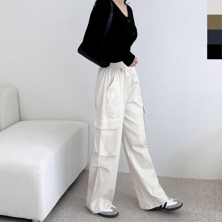 여자 코튼 카고 스판 밴딩 팬츠 - 상품 이미지