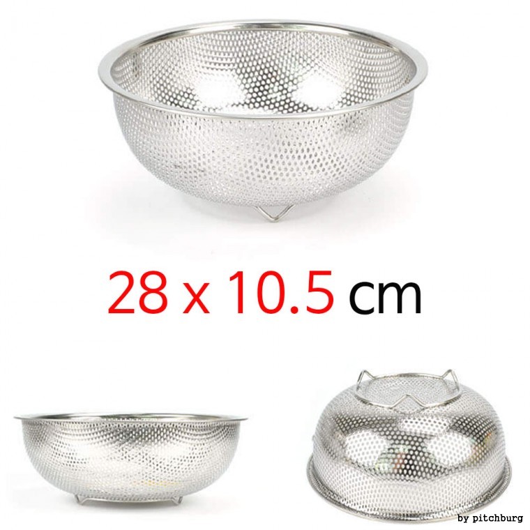 STL 원형 스텐 채망 채반 물빠짐 야채바구니 소쿠리 5호 28x10.5cm 1p - 상품 이미지