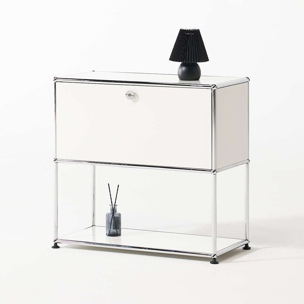 모덴 미드센츄리 모듈 수납장 철제 선반 거실 수납장 770x370x740, 2단, 화이트 - 상세 이미지 3
