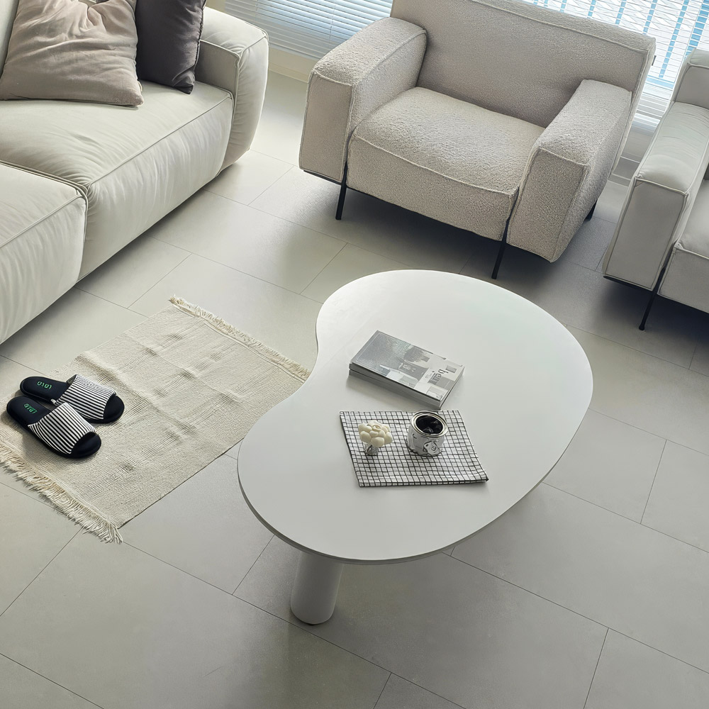 플라빈 세라믹 좌식 소파 거실 테이블 밥상 식탁 비정형 크림베이지 CNM246C